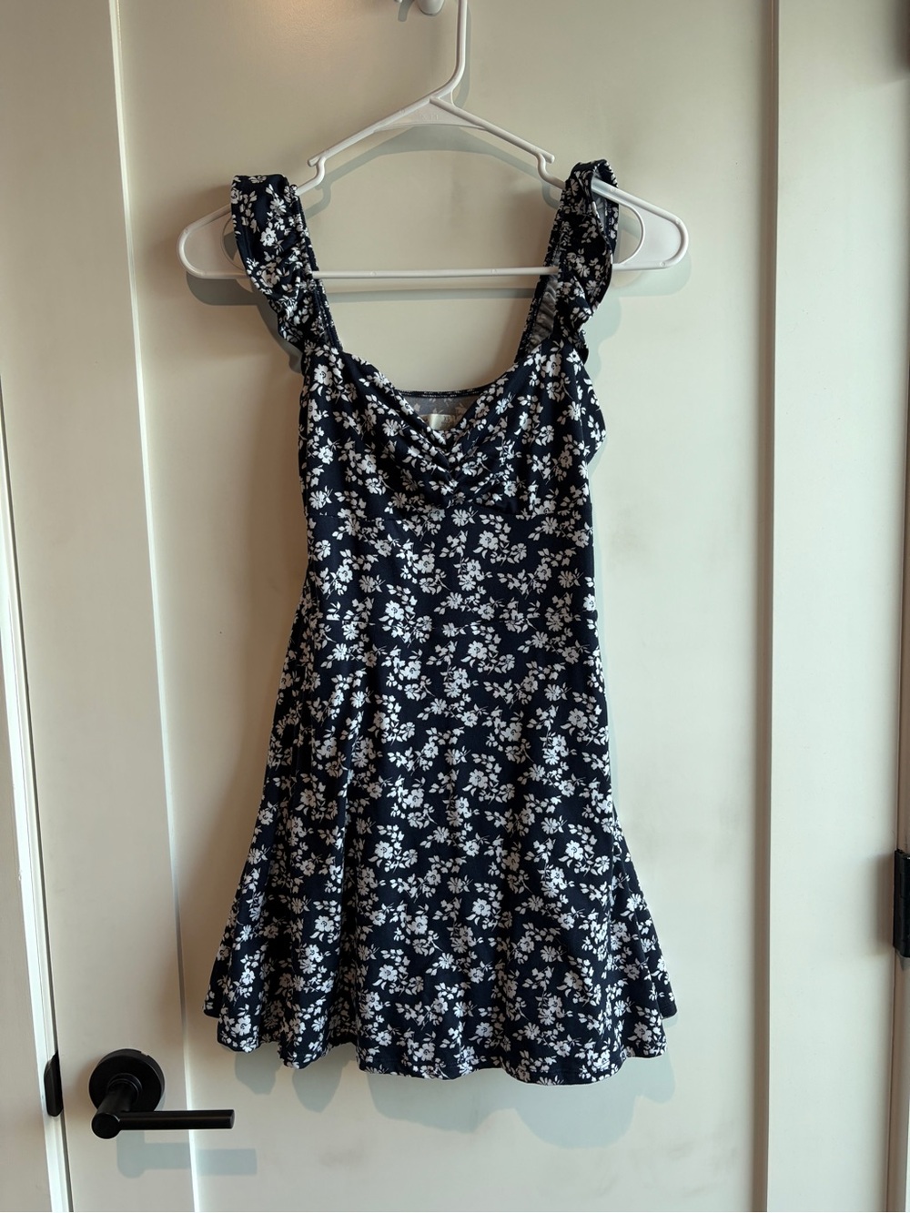 Navy Floral Sundress with Ruffled Straps